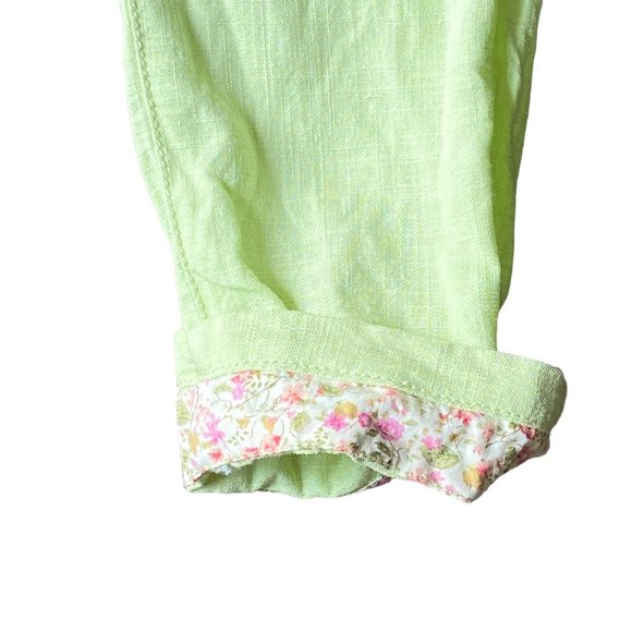 Trish Scully Girls Lime Green Pants with and Pink Floral cuff and Belt Size 7 - Picture 4 of 6